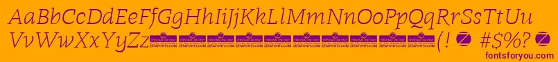 Radcliffe Light Italic trial Font – Purple Fonts on Orange Background