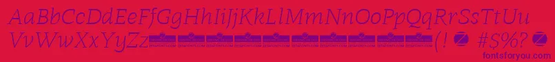 Radcliffe Light Italic trial Font – Purple Fonts on Red Background