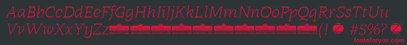 Шрифт Radcliffe Light Italic trial – красные шрифты на чёрном фоне