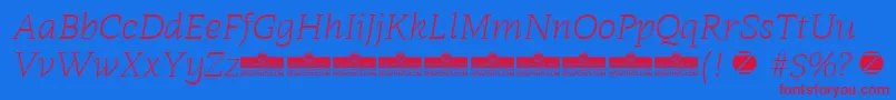 Шрифт Radcliffe Light Italic trial – красные шрифты на синем фоне
