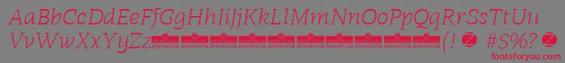 Radcliffe Light Italic trial Font – Red Fonts on Gray Background