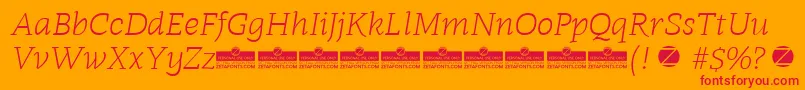 Radcliffe Light Italic trial Font – Red Fonts on Orange Background