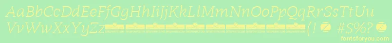 Radcliffe Light Italic trial Font – Yellow Fonts on Green Background