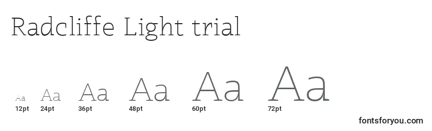Größen der Schriftart Radcliffe Light trial