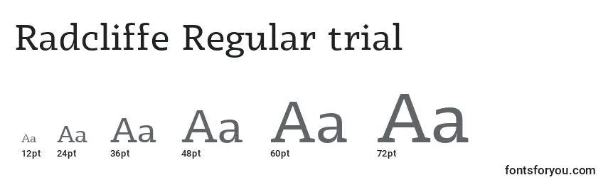 Размеры шрифта Radcliffe Regular trial