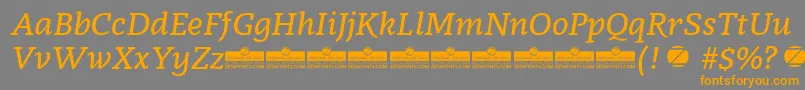 フォントRadcliffe SemiBold Italic trial – オレンジの文字は灰色の背景にあります。