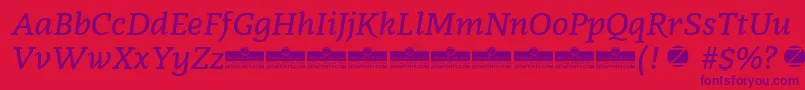Radcliffe SemiBold Italic trial Font – Purple Fonts on Red Background