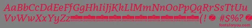 Radcliffe SemiBold Italic trial Font – Red Fonts on Gray Background