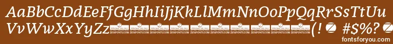 Radcliffe SemiBold Italic trial-Schriftart – Weiße Schriften auf braunem Hintergrund