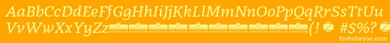 Radcliffe SemiBold Italic trial Font – Yellow Fonts on Orange Background