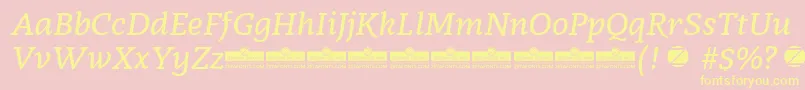 Czcionka Radcliffe SemiBold Italic trial – żółte czcionki na różowym tle
