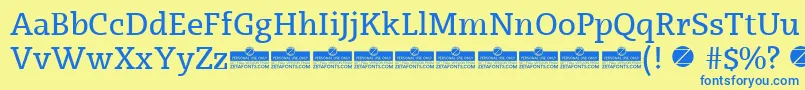 Czcionka Radcliffe SemiBold trial – niebieskie czcionki na żółtym tle
