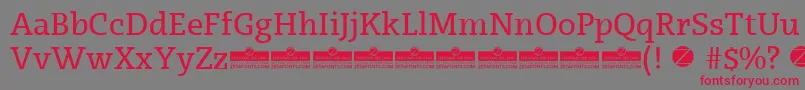 Czcionka Radcliffe SemiBold trial – czerwone czcionki na szarym tle