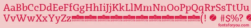 Radcliffe SemiBold trial-fontti – punaiset fontit vaaleanpunaisella taustalla