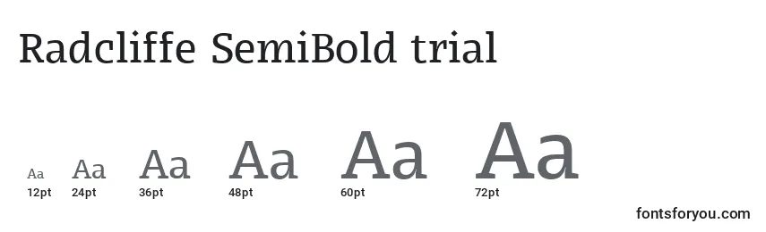 Radcliffe SemiBold trial Font Sizes