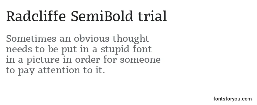 Revisão da fonte Radcliffe SemiBold trial