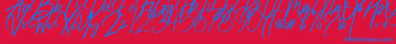 Radicalis-Schriftart – Blaue Schriften auf rotem Hintergrund