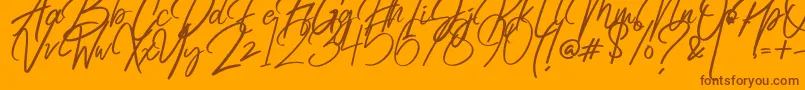Radicalis-Schriftart – Braune Schriften auf orangefarbenem Hintergrund