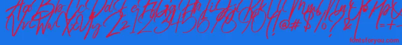 Radicalis-Schriftart – Rote Schriften auf blauem Hintergrund