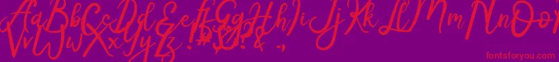 Radiga-Schriftart – Rote Schriften auf violettem Hintergrund