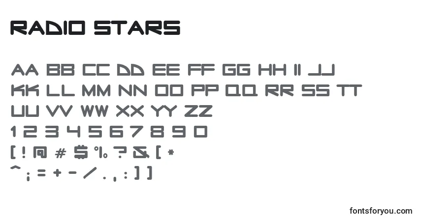 Schriftart Radio stars (138077) – Alphabet, Zahlen, spezielle Symbole