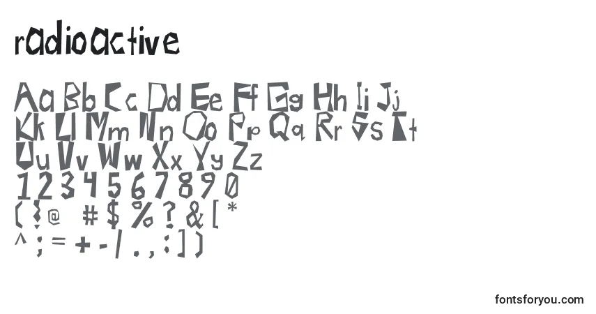 Schriftart Radioactive (138079) – Alphabet, Zahlen, spezielle Symbole