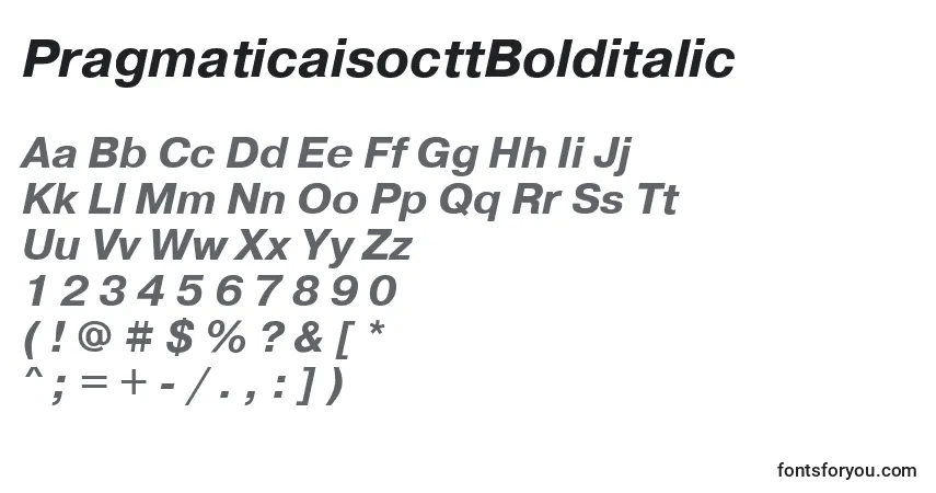 Schriftart PragmaticaisocttBolditalic – Alphabet, Zahlen, spezielle Symbole