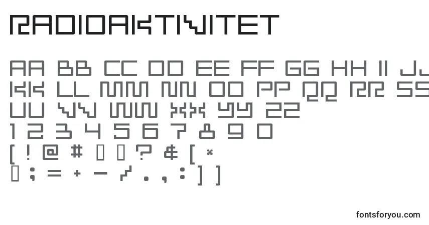Шрифт RADIOAKTIVITET (138080) – алфавит, цифры, специальные символы