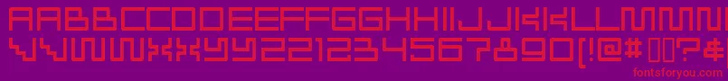 RADIOAKTIVITET-fontti – punaiset fontit violetilla taustalla