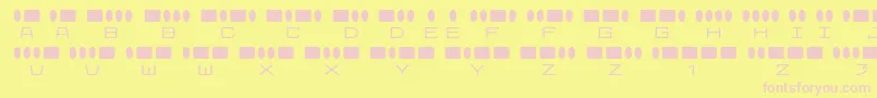 radios in motion-fontti – vaaleanpunaiset fontit keltaisella taustalla