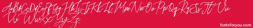 Rafailla Demo-Schriftart – Weiße Schriften auf rotem Hintergrund