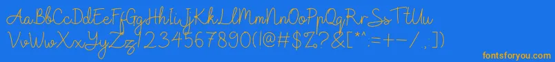 Raffline Font – Orange Fonts on Blue Background