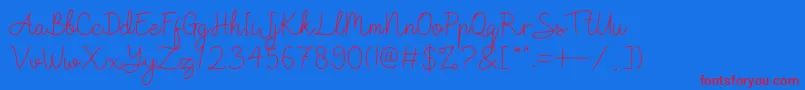 Raffline Font – Red Fonts on Blue Background