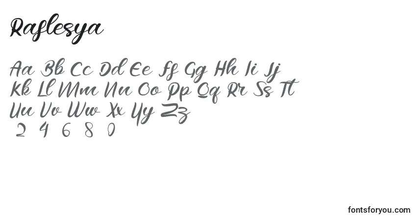 Fuente Raflesya - alfabeto, números, caracteres especiales
