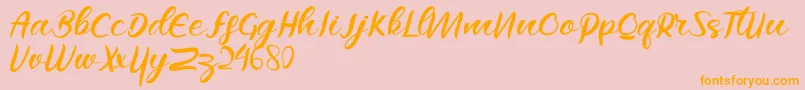 Raflesya-Schriftart – Orangefarbene Schriften auf rosa Hintergrund