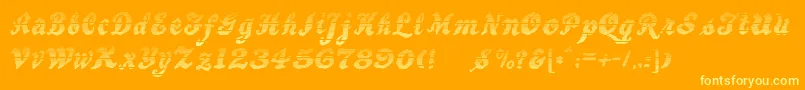 BewaretheNeighborsShadow-Schriftart – Gelbe Schriften auf orangefarbenem Hintergrund