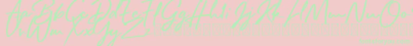 Rafttel Script DEMO Font – Green Fonts on Pink Background