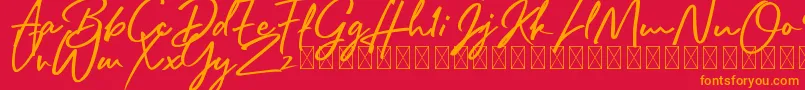 Rafttel Script DEMO Font – Orange Fonts on Red Background