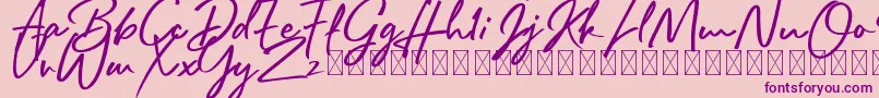 フォントRafttel Script DEMO – ピンクの背景に紫のフォント