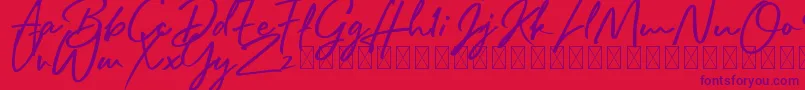 Rafttel Script DEMO Font – Purple Fonts on Red Background