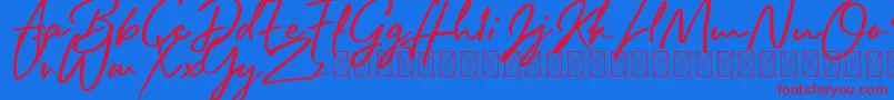 Rafttel Script DEMO Font – Red Fonts on Blue Background