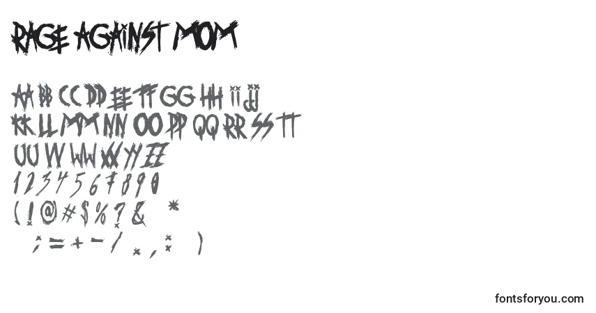 Czcionka Rage Against Mom – alfabet, cyfry, specjalne znaki