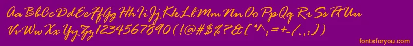 Weitere Informationen zur rage-Schriftart rage-Schriftart – Orangefarbene Schriften auf violettem Hintergrund