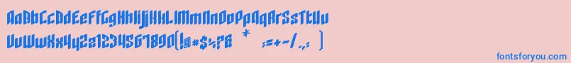 RageQuit bold easternblock V1 2-Schriftart – Blaue Schriften auf rosa Hintergrund