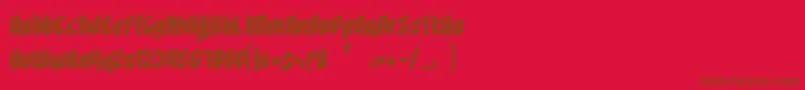 フォントRageQuit bold easternblock V1 2 – 赤い背景に茶色の文字