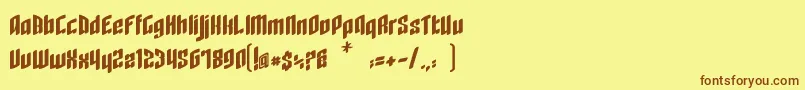 RageQuit bold easternblock V1 2-fontti – ruskeat fontit keltaisella taustalla