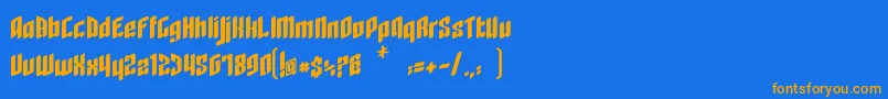 RageQuit bold easternblock V1 2-Schriftart – Orangefarbene Schriften auf blauem Hintergrund