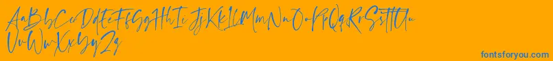 Ragland Font – Blue Fonts on Orange Background