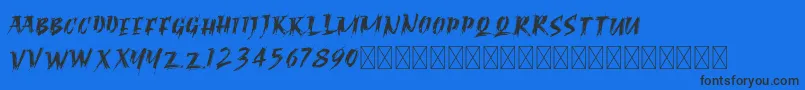 RagnarBrushDEMO-Schriftart – Schwarze Schriften auf blauem Hintergrund