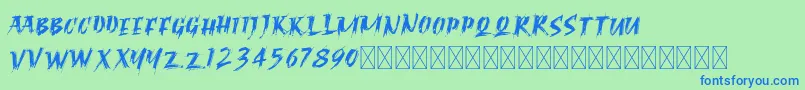 Шрифт RagnarBrushDEMO – синие шрифты на зелёном фоне